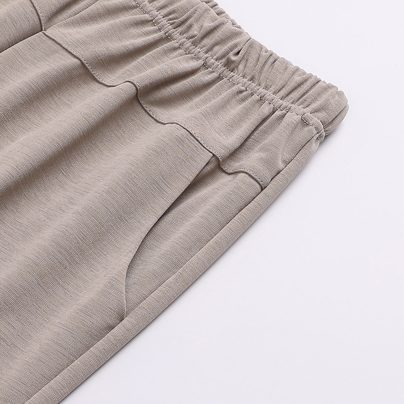 Mother's chiffon pants summer thin cropped pants high waist straight middle-aged and elderly women's pants loose mother-in-law grandma