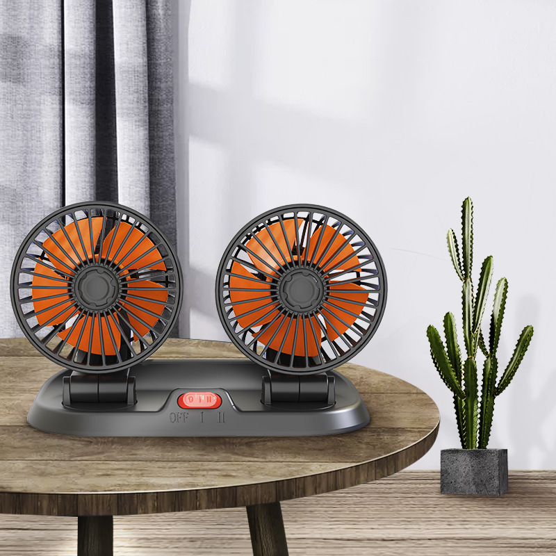Car fan large truck 24v Volt 12v refrigeration minivan double head car strong silent car electric fan