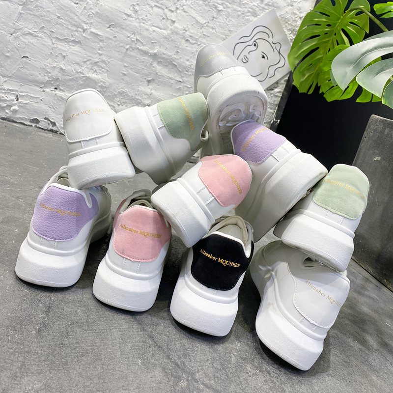 Trendy Shoes White Shoes Female Students Korean Style Cyber Celebrant McQueen Same Style Casual Shoes Women's Shoes Single Platform Sports Sneakers
