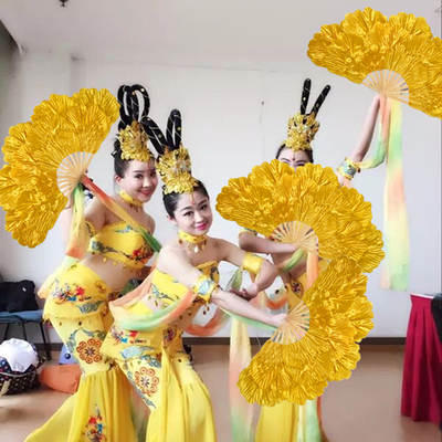 Dancing Flower Fan Opening Peony Adult Double-sided Large Petals Twisting Yangko Performance Props Stage Performance Dance Fan