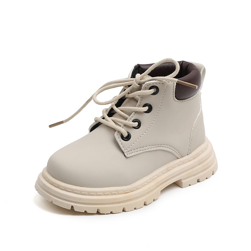 Children's Autumn and Winter Fashion British Ankle Boots Boys Lace-up Fashion Martin Boots Girls Soft Bottom Single Boots