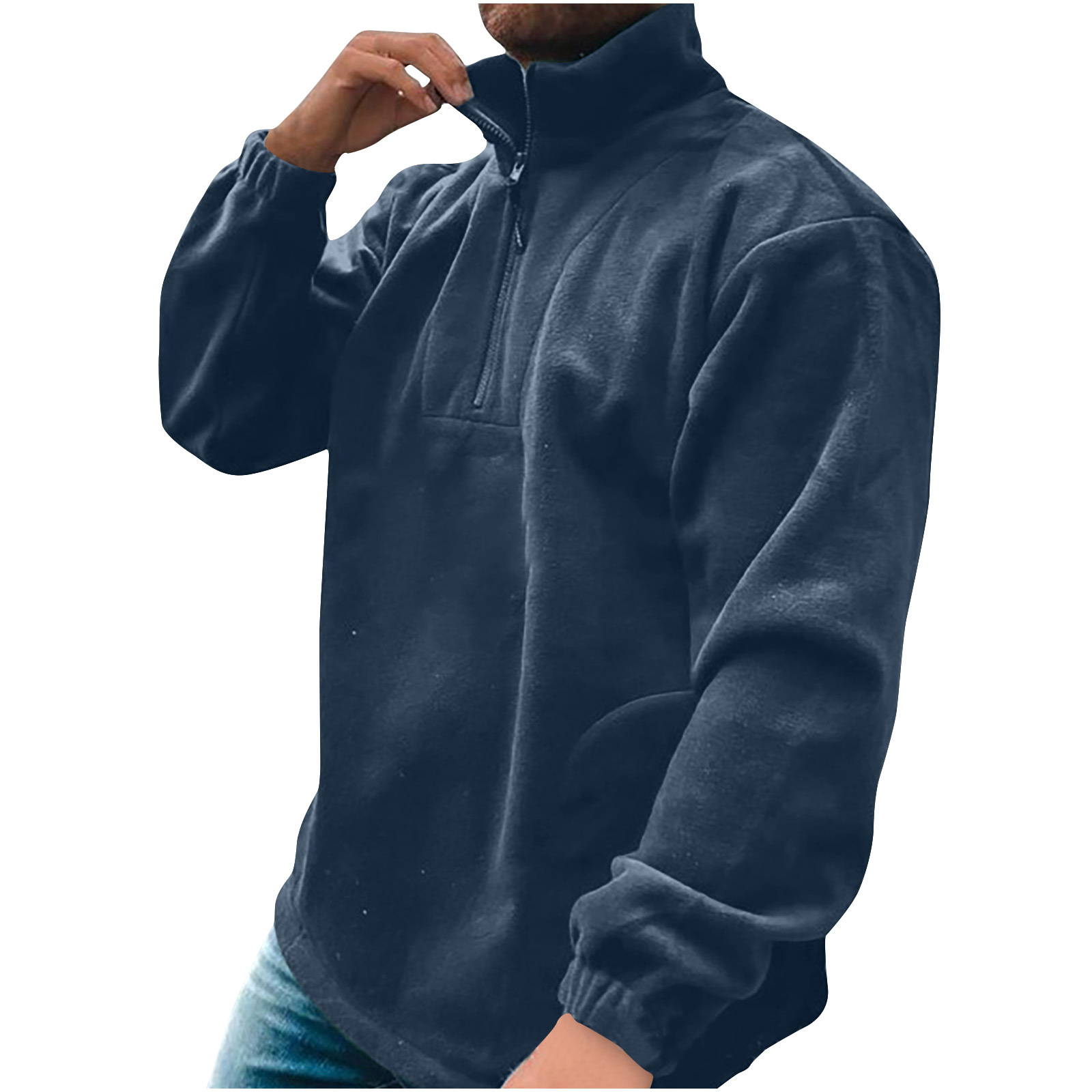Cross-border Amazon sweater men's polar fleece turtleneck top 2023 autumn solid color zipper coat factory direct sales