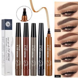 Cross-border hot-selling four-fork eyebrow pencil Chinese and English packaging four-fork water eyebrow pencil four-head eyebrow pencil thick rod liquid eyebrow pencil