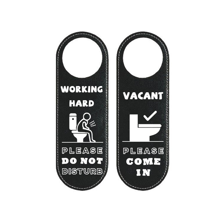 pu leather toilet double-sided door decoration listing toilet in-use status card English do not disturb creative house number