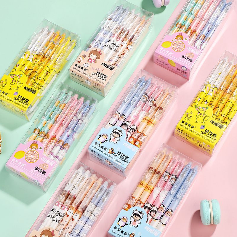 Cartoon Press Erasable Refill 0.5 Crystal Blue Color Friction Easy Erasable Hot Erasable Magic Erasable Student Bullet Gel Pen