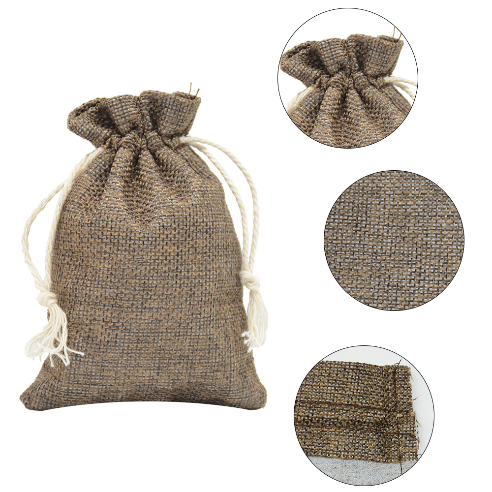 Blank linen bag drawstring drawstring jewelry gift packaging bag jewelry packaging bag vintage cotton rope linen bag