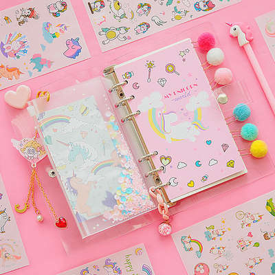 Online Red Ocean unicorn suit Journal Book cheap cute creative girl heart Korean loose-leaf journal notepad