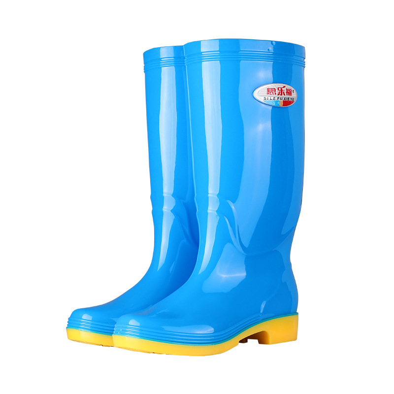 Labor Protection Plus Velvet Adult's Rain Boots Women's High-tube Non-slip Waterproof Outer-wear Kitchen Work Shoes Long Rain Boots Women