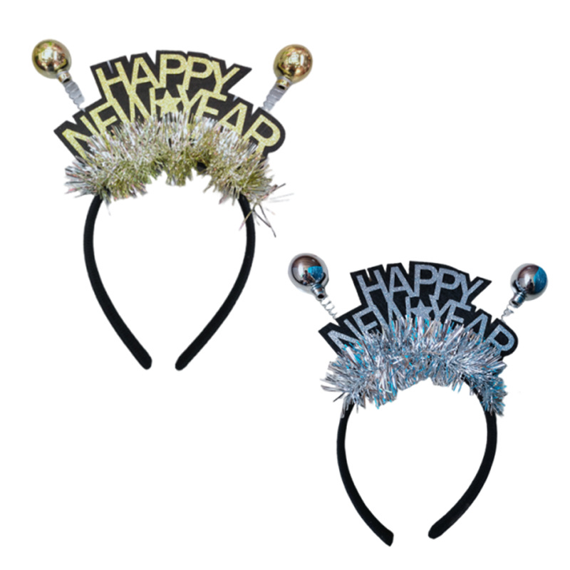 happy new year English new year rain silk headdress new year party party photo headband head buckle