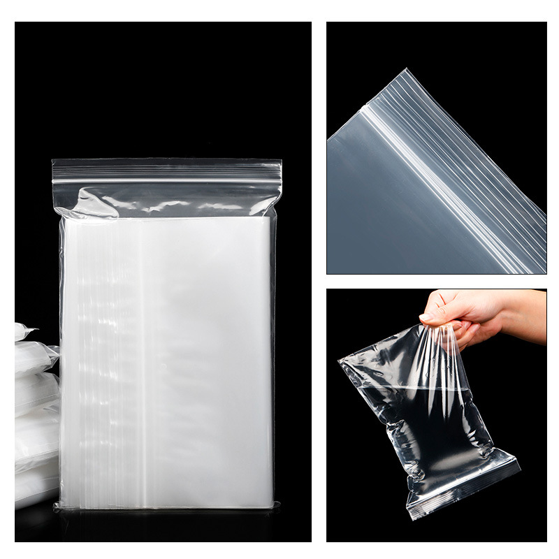 PE self-sealing bag transparent fresh-keeping sealed clip chain bag thickened bone bag moisture-proof plastic packaging bag self-sealing bag