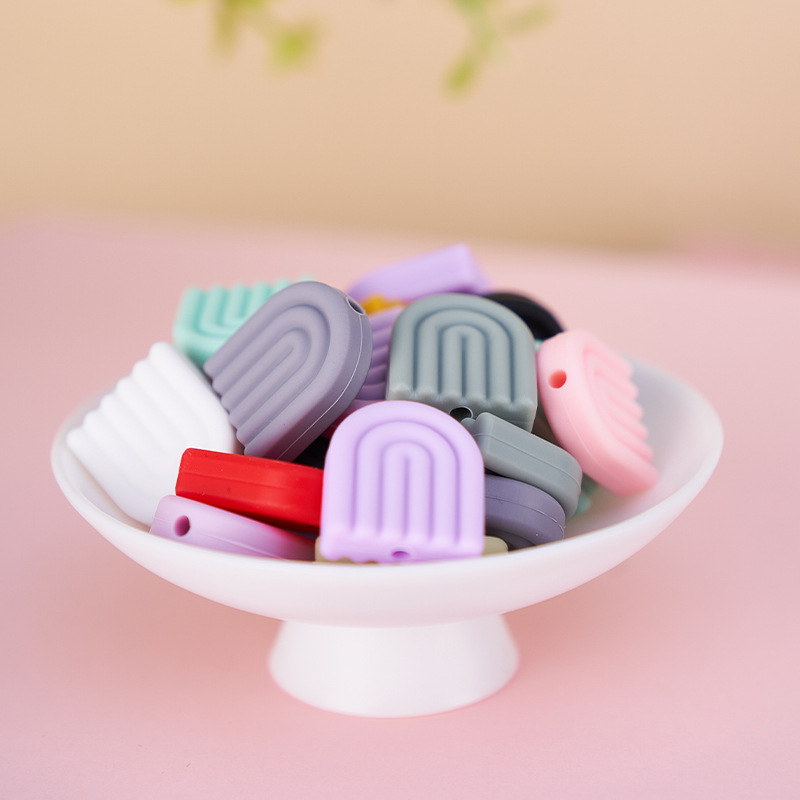 Amazon baby gum diy silicone beads rainbow arch pacifier chain accessories food grade silicone beads wholesale