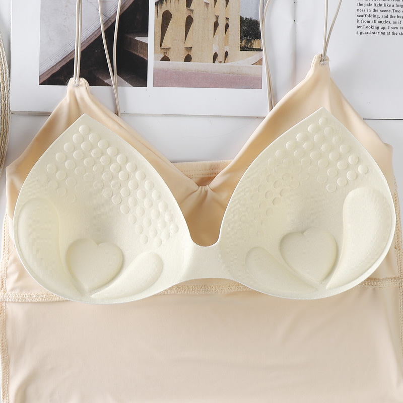 Ice silk seamless beautiful back strap wrap breast tube thin shoulder strap without steel ring base strap breast pad sports underwear bra for women