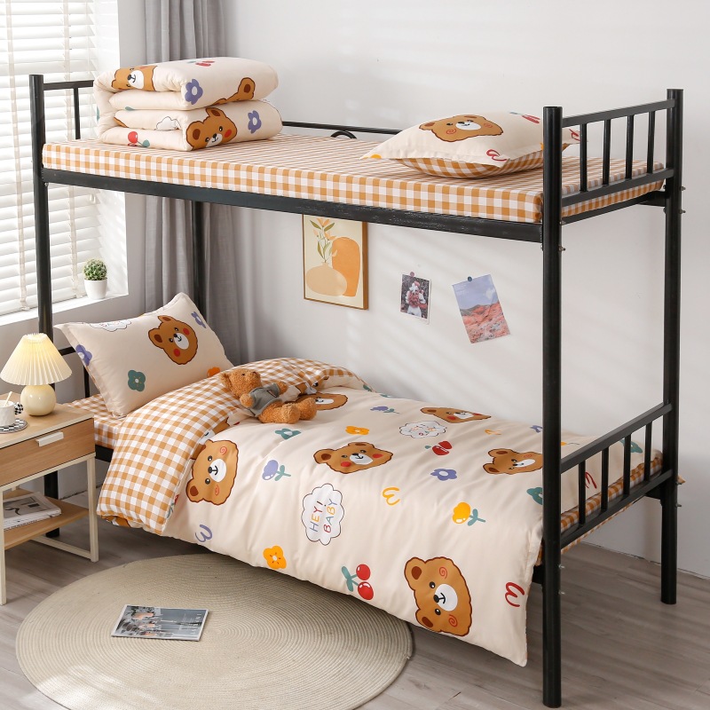 Factory wholesale student dormitory bed single three-piece bed full set quilt cover washed cotton suit four-piece set six pieces
