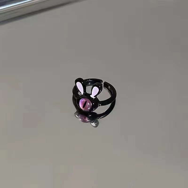 Anello carino con mostro di gatto carino, moda femminile, anello aperto regolabile per dita, anello di personalità per fidanzate di celebrità di Internet_voghion.com