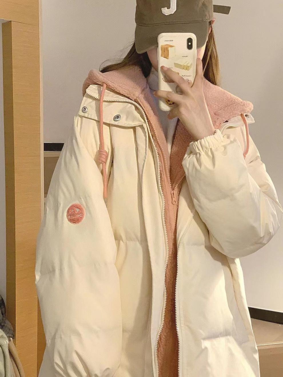 Cappotto corto imbottito in cotone con cappuccio spesso abbinato in stile coreano da donna, invernale, per studenti, alla moda_voghion.com