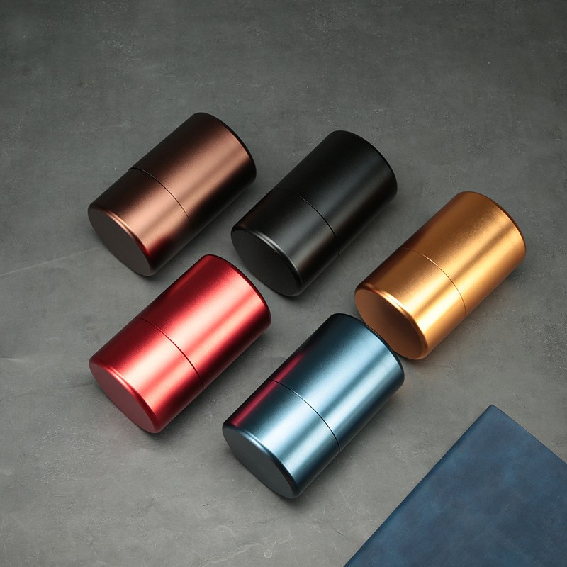 Large metal jar sealed titanium aluminum alloy tea jar stainless steel tea bucket Japanese style damping tea warehouse