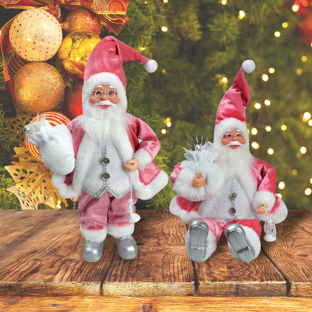 Cross-border new Christmas decoration Christmas resin elderly ornaments standing sitting Santa resin Christmas decoration_voghion.com