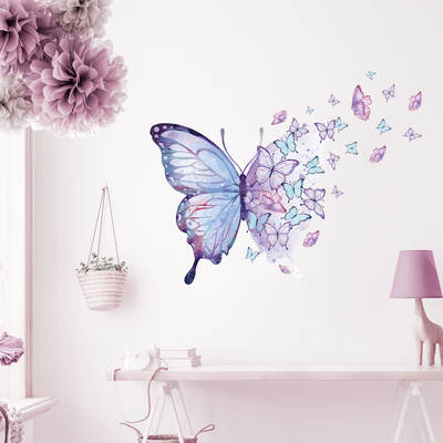 Cartoon purple butterfly wall sticker children's room decoration cross-border hot sale BR44533