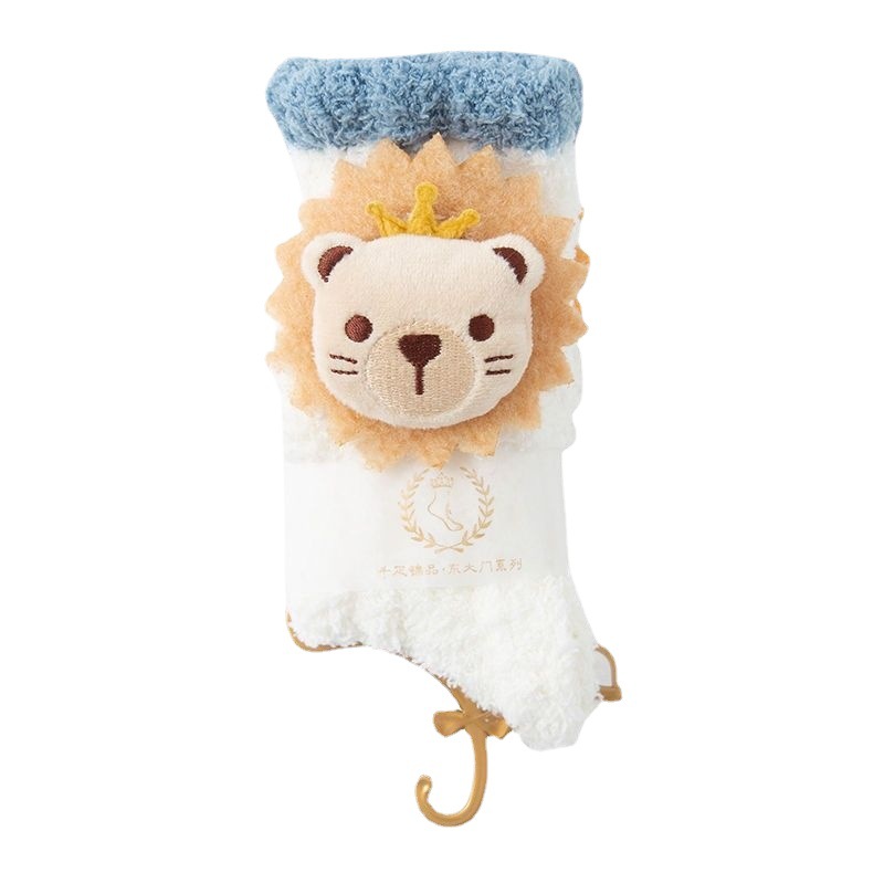 Doll coral fleece socks women's autumn and winter fleece-lined thickened warm Japanese cute white home sleep mid-calf length socks