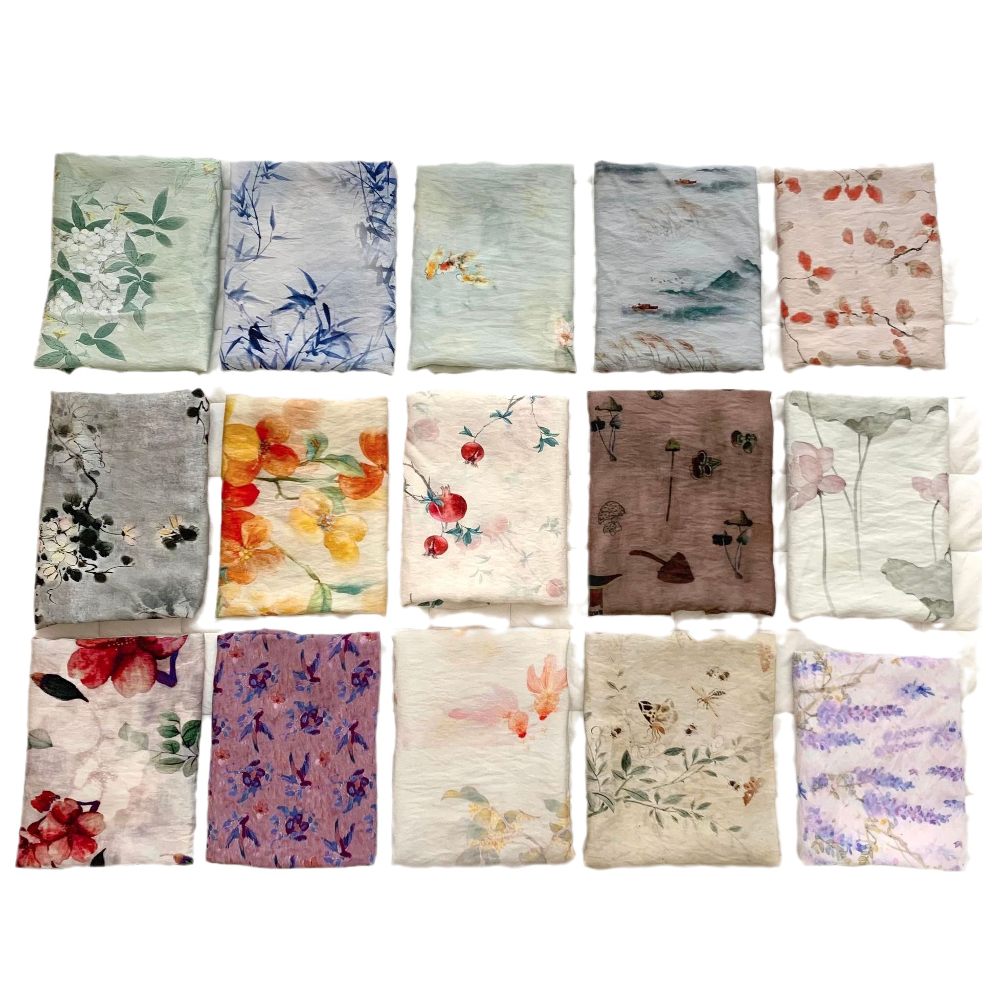 Tencel Ramie digital printing fabric new Chinese style retro style fabric cheongsam dress Hanfu women's clothing