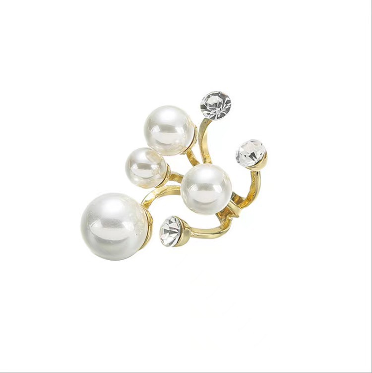 European and American design diamond pearl irregular open ring finger ring net red cold wind women's jewelry wholesale