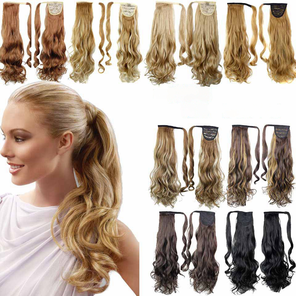 Factory spot European and American wig long curly wig hook and loop ponytail women's Chemical Fiber wig hair extension