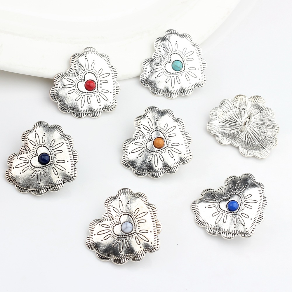 Vintage alloy button ancient silver love lace hair buckle jewelry accessories diy jewelry accessories material wholesale