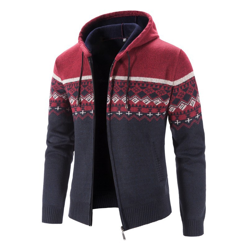 Cross-border explosions large size 23 New plus velvet padded gradient color sweater Foreign Trade men's coat knitted cardigan generation