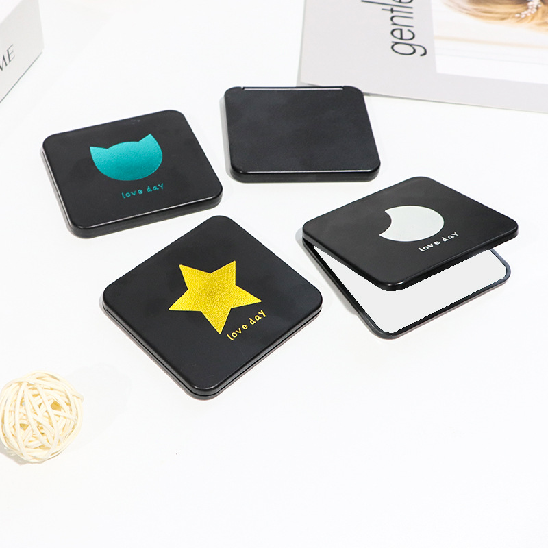 Portable Makeup Mirror Pocket Mirror Student Mini Portable Double-sided Folding Handheld Makeup Mirror Cute Small Mirror