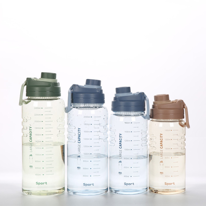 Fitness cold water bottle outdoor sports portable space Cup with scale gift custom logo printing Cup plastic