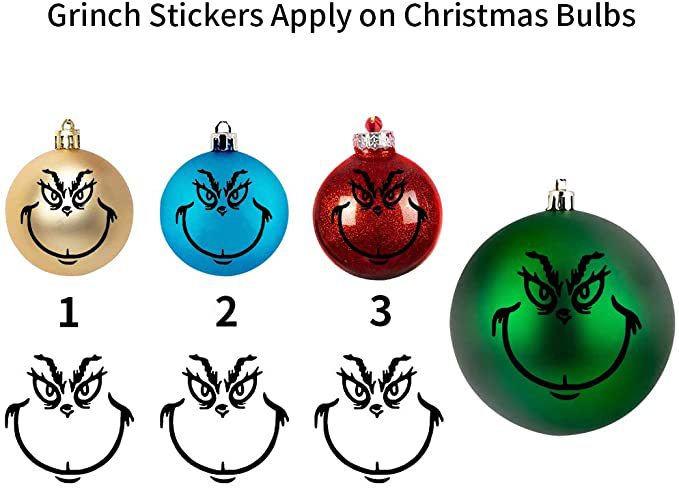 10 Pcs Grinch Stickers for Ornaments Grinch Christmas Decorations Stickers