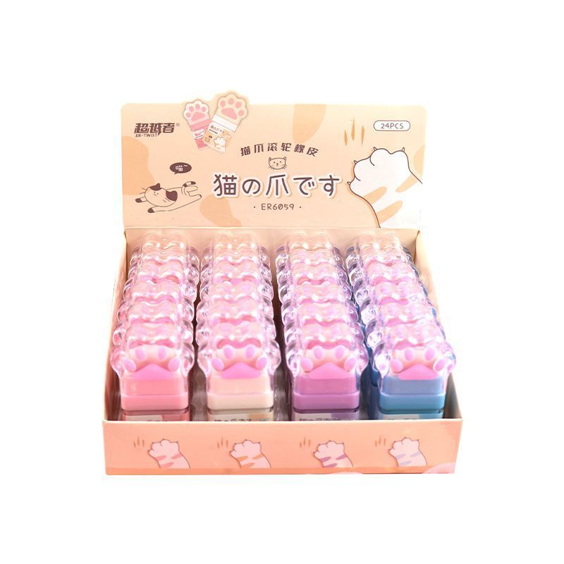 Cute cat claw roller eraser chip removal clean without leaving marks Internet celebrity cartoon creative Primary School student special eraser