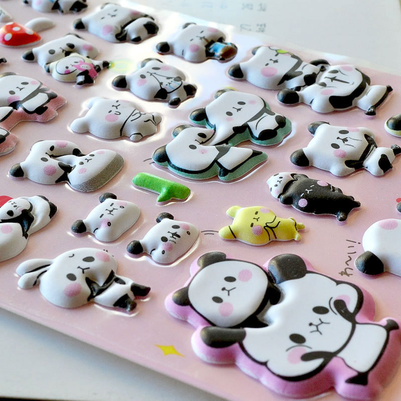 Shanle SL-ST Cute Panda Three-dimensional PVC Bubble Stickers Children's Stickers Kindergarten Children's Reward Stickers