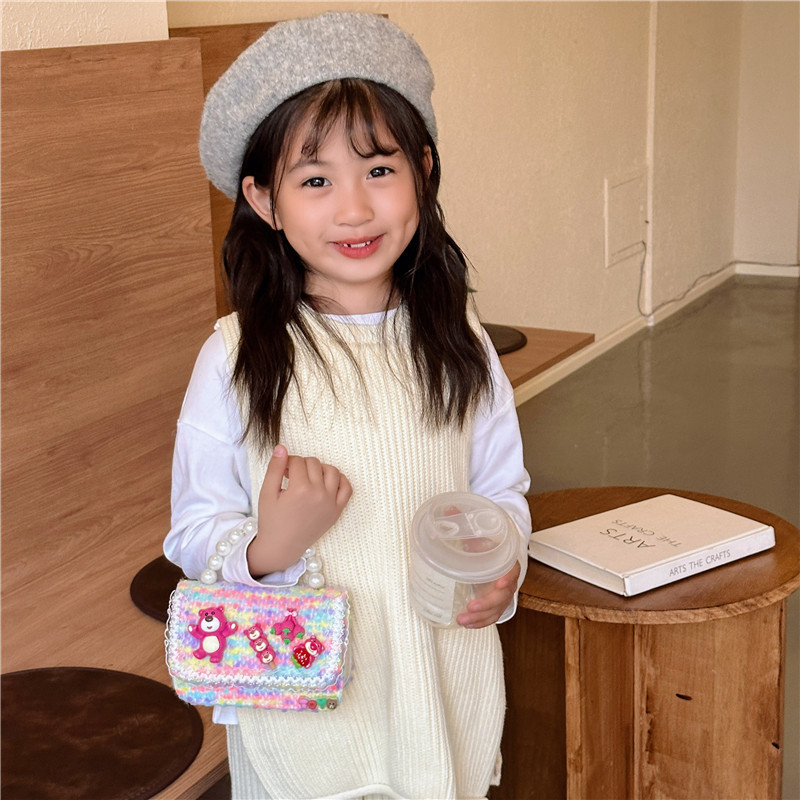 韓版兒童配飾包女卡通可愛小香風公主鏈條包時尚珍珠手提包批發