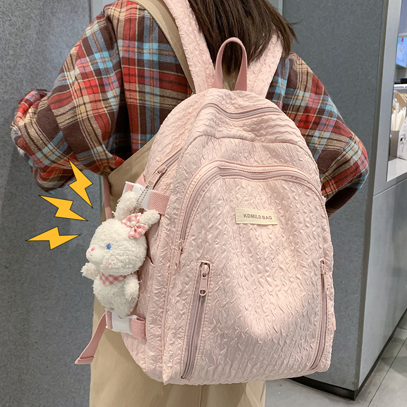 Fresh girl schoolbag female junior high school student High-looking backpack Japanese simple College student lightweight waterproof backpack