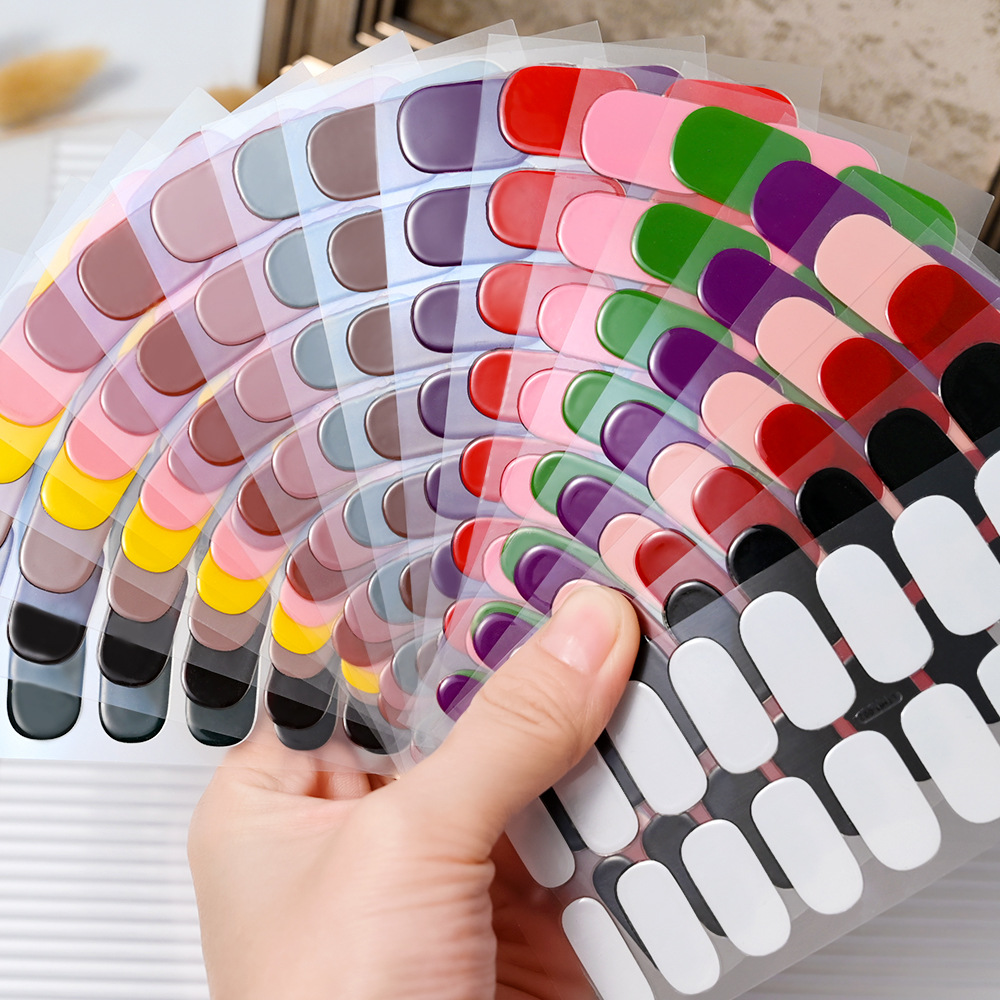 New UV Nail Stickers Second Generation Semi-curing Phototherapy Nail Art Stickers Full Stickers Waterproof and Long-lasting Cream Wind Soft Gel Stickers