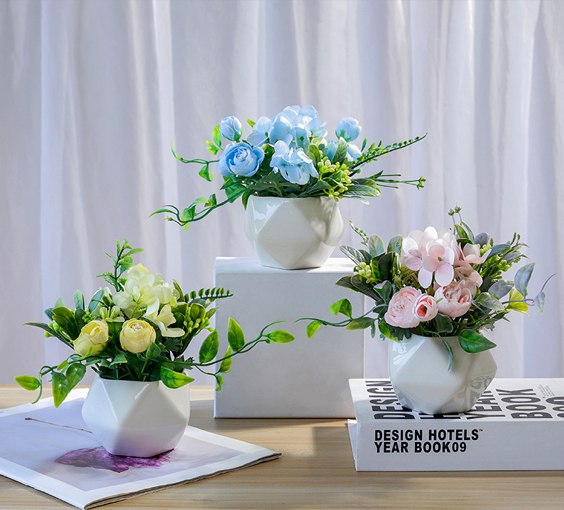 Északi egyszerű geometrikus művirágdíszek nappali étkezőasztal cserepes növénydíszek otthon zöld növény bonsai virágdíszek_voghion.com