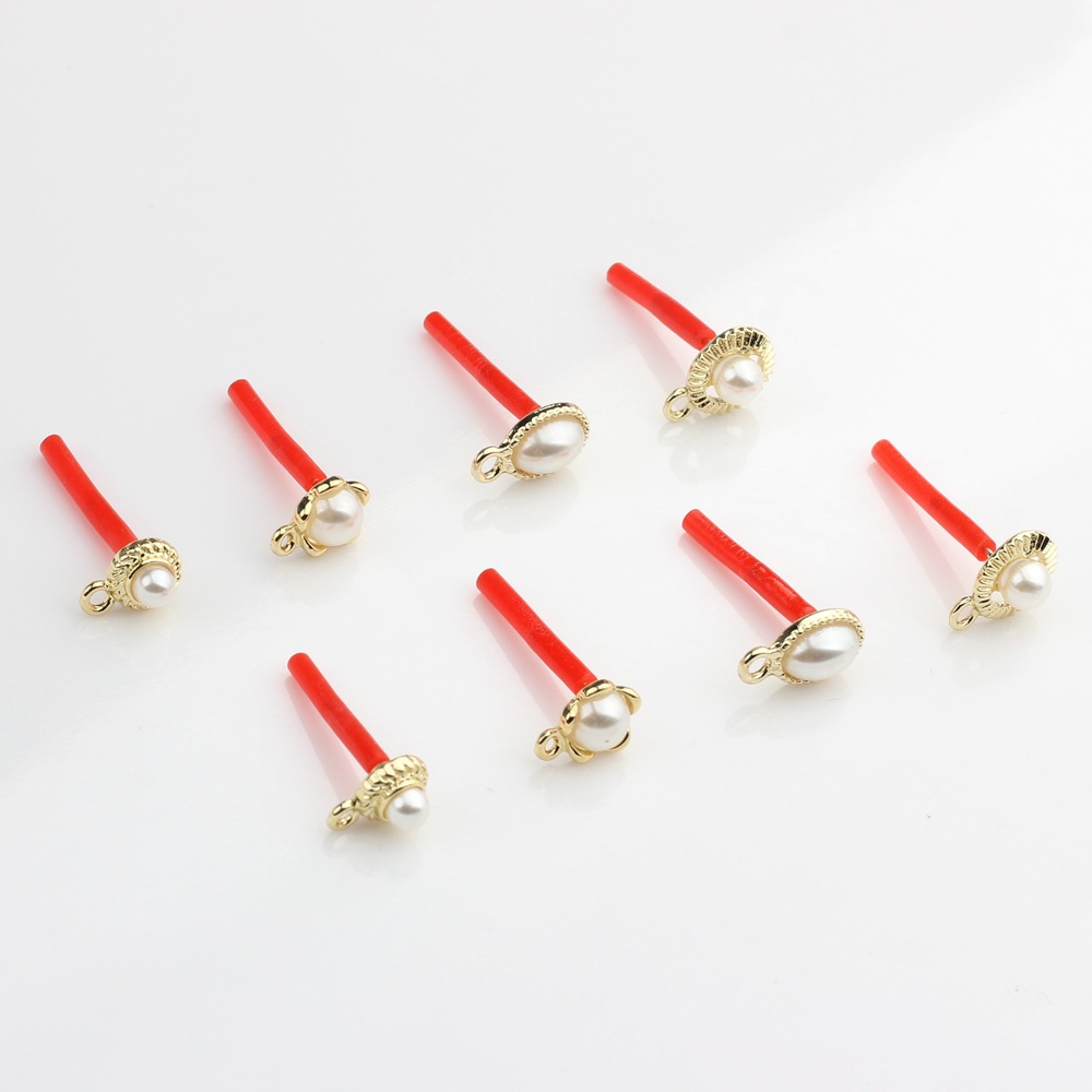 diy Ear Accessories Simple Alloy Point Pearl Geometric Round Temperament Ear Stud Pendant Earrings Hand-made Material