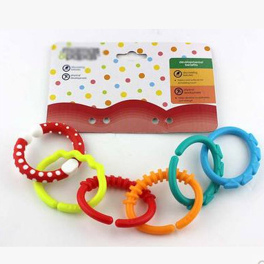 mqmqs & pdpds Baby Rainbow Ring Chain 6 Pack Molar Dental Apron Hand Grip Ring Baby Bed Hanging