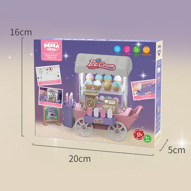 Kaola diary children play house girl toy 3-year-old male simulation ice cream selling car mini miniature scene