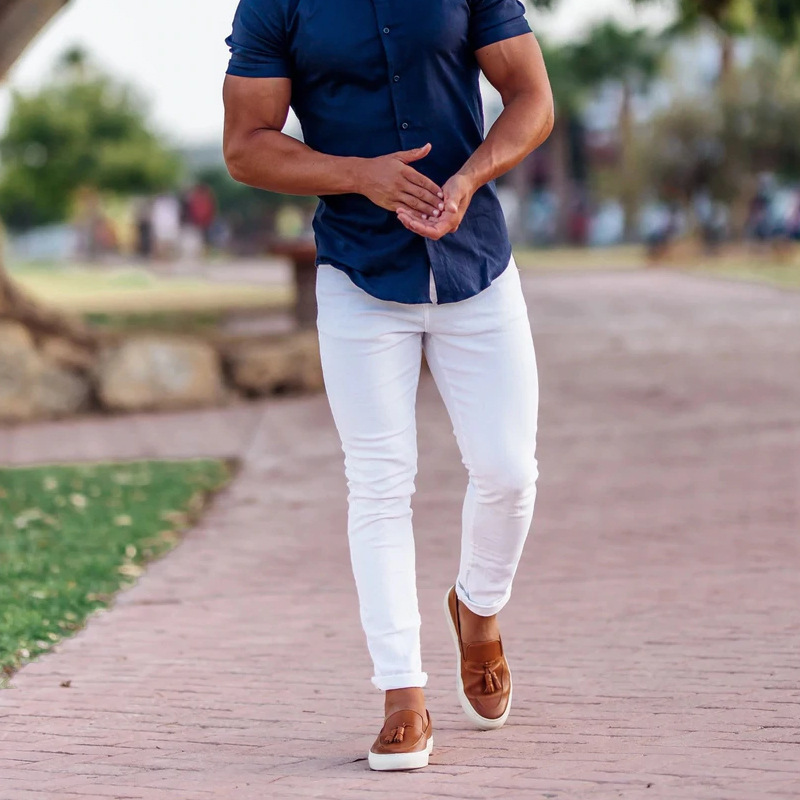 2023 new European and American men's solid color overalls men's outdoor slim pants cross-border sports casual overalls