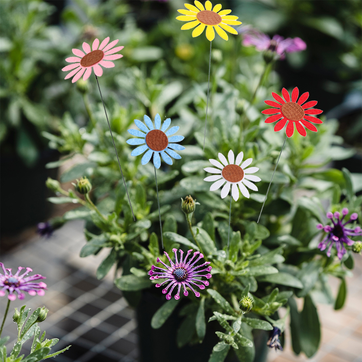 New Garden Card Inserting Rod Sunflower Daisy Home Gardening Garden Garden Decoration Beautify Green Plants