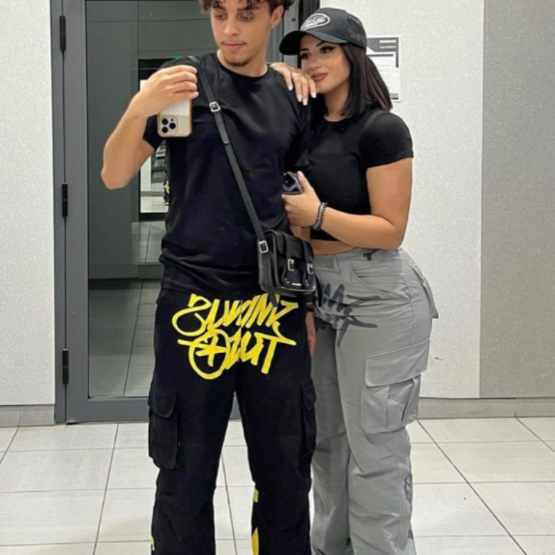 Minus two American Retro Large Pocket Cargo Pants Women's Street Printed Hip-Hop Y2K Straight Pants Autumn