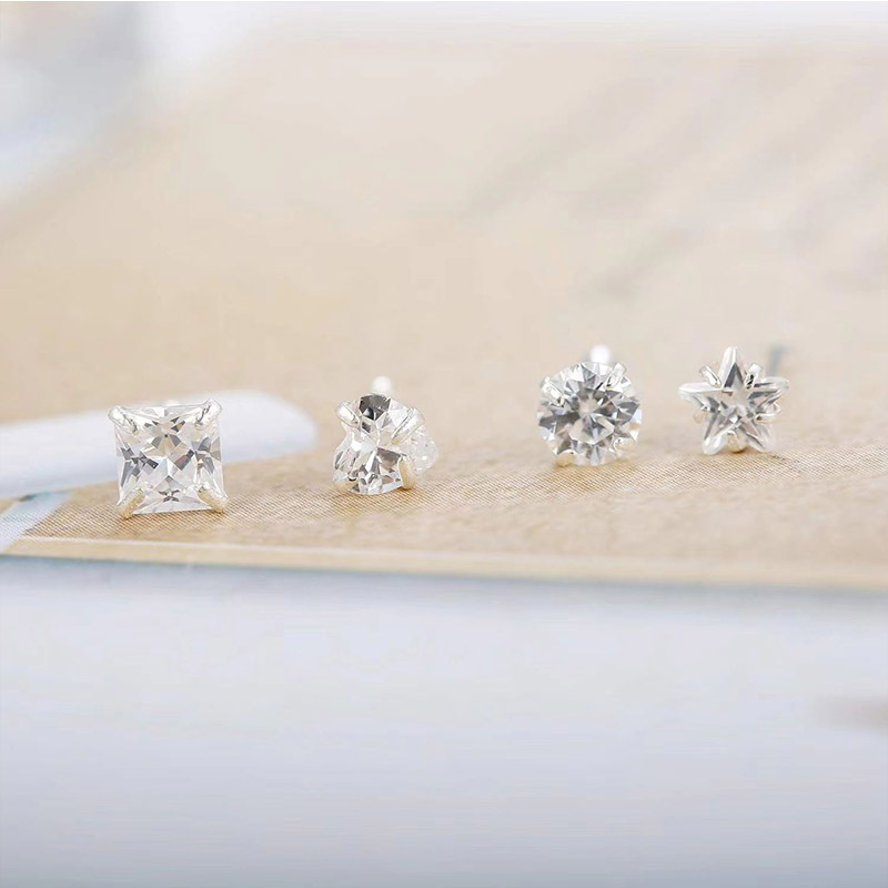 European and American popular L-shaped nose stud five-pointed star curved rod nose ring hot selling 7-word 3A zircon nose nail piercing jewelry