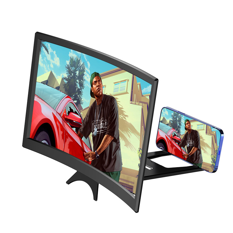 L6 Curved Screen Magnifier 12 Inch HD Curved Surface Mobile Phone Screen Amplifier 14 Inch Desktop Video Amplifier Bracket