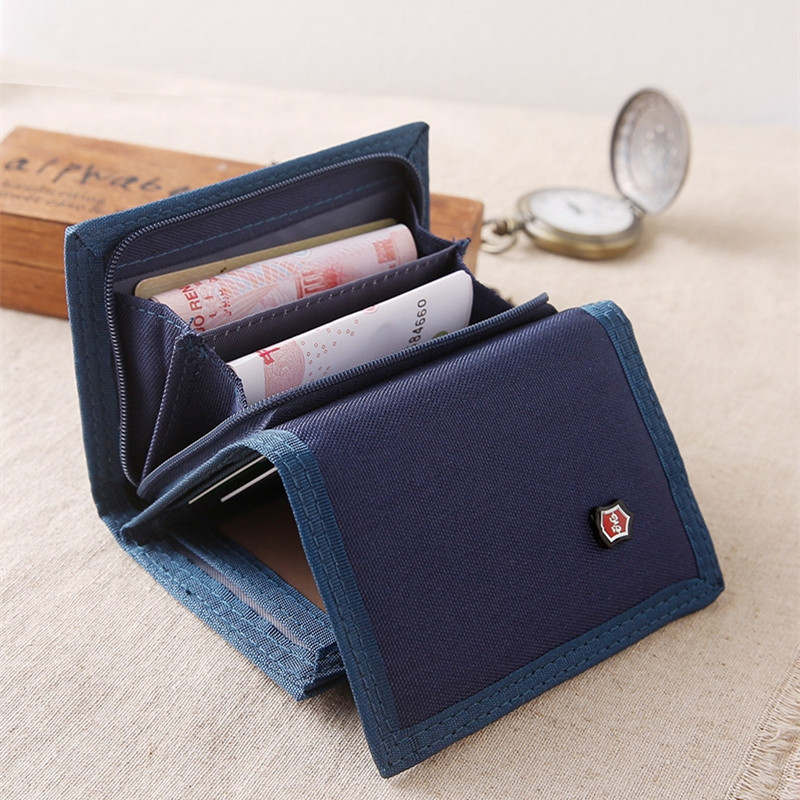 2023 new fashion retro short jemiru canvas wallet tri-fold student fabric zipper wallet coin purse card holder