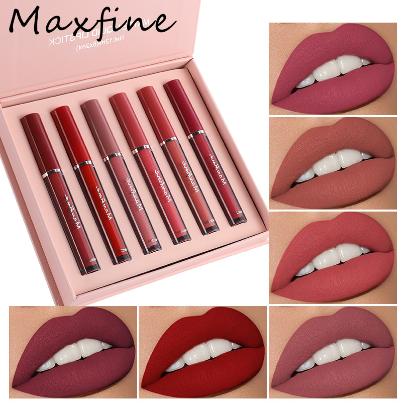 Cross-border makeup MAXFINE lipstick suit wholesale non-logo matte non-fading non-stick Cup lip glaze foreign trade