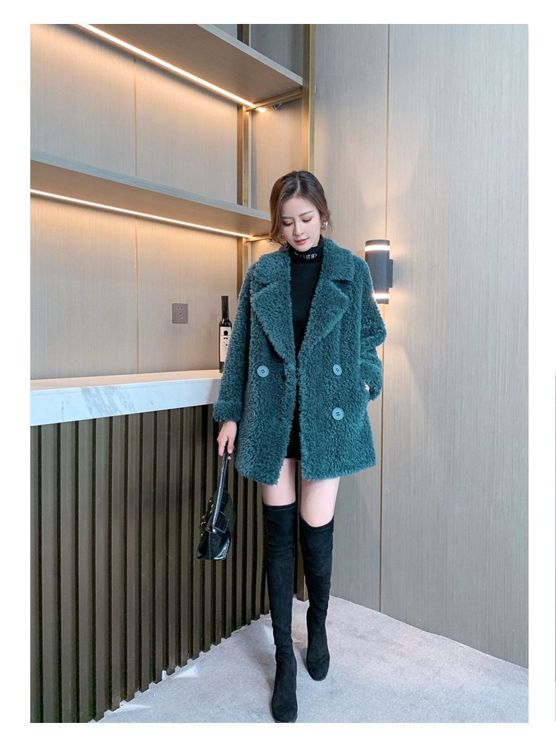 Winter mid-length fleece coat for women 2023 new suit collar lambswool fur integrated granular fleece coat_voghion.com