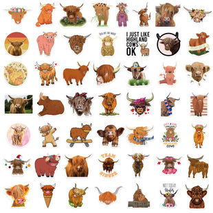50 cartoon animal plateau cow graffiti stickers decorative luggage notebook waterproof stickers Amazon hot