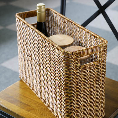 Japanese-style straw magazine basket storage basket woven basket rectangular storage basket organizing basket